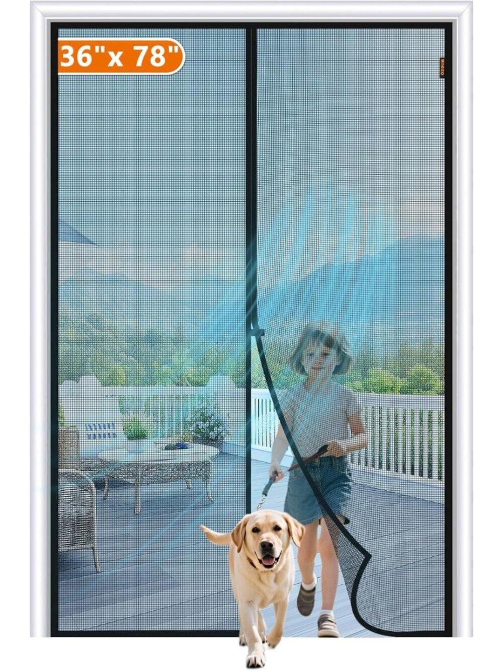 Magnetic Screen Door 36"x78" - Hands-Free Mesh, Easy Install, Insect Barrier